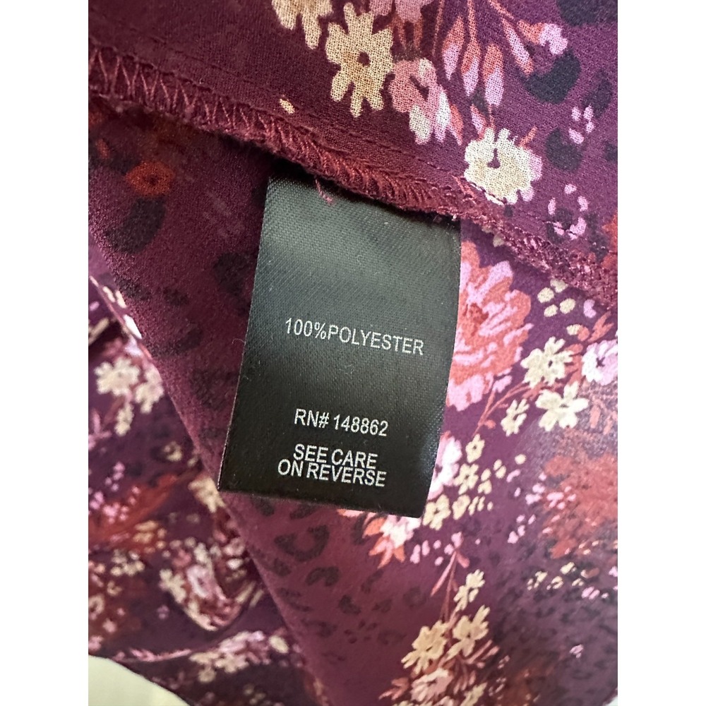 Torrid Burgundy Floral Sheer Chiffon Hi-Lo Babydoll Tunic Top Plus Size 2 2X - Picture 8 of 11
